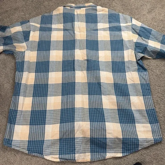 Wrangler Men's XL Short Sleeve Pearl Snap Blue Plaid Western - Picture 4 of 4
